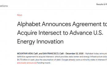 加码AI算力与电力布局！Alphabet斥资47.5亿美元收购Intersect