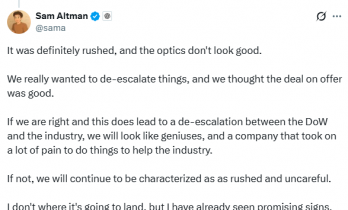 阿尔特曼回应“牵手”五角大楼：仓促、观感差 但我们是为了AI行业